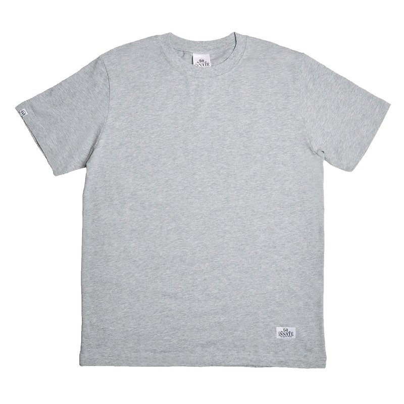 [INNATE] High-pound cotton fabric fitted with short-sleeved plain T-shirt- Linen gray - Men's T-Shirts & Tops - Cotton & Hemp Gray