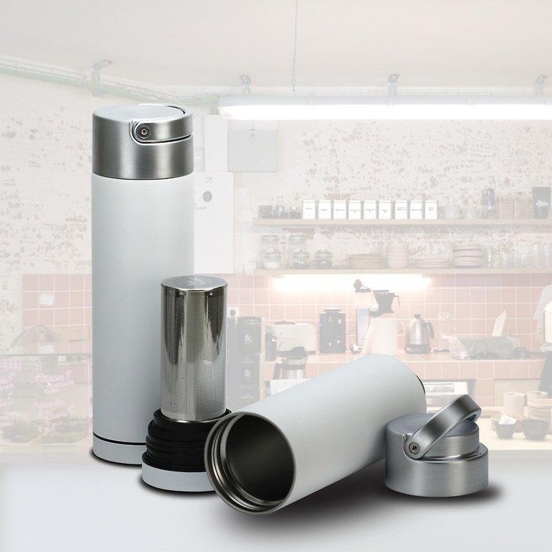 Taiwan Design- Stainless Steel Filter Mug / Vacuum Bottle-White - กระบอกน้ำร้อน - สแตนเลส ขาว