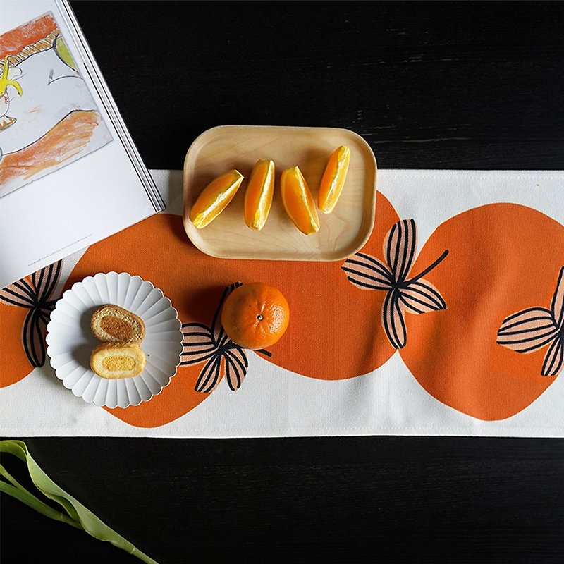 New Year tablecloth persimmon pattern original Nordic modern long strip table cloth table runner TV cabinet coffee table restaurant table runner - Place Mats & Dining Décor - Polyester Orange