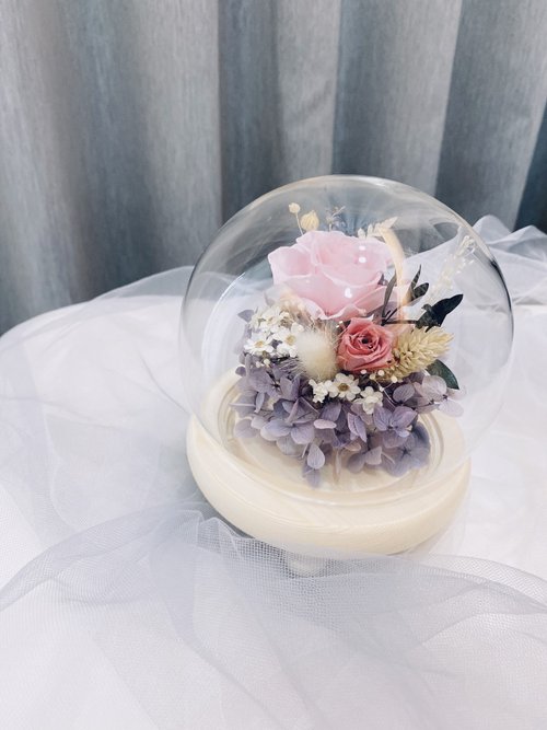 花天使 Floral.angelia 永生花｜不凋花｜乾燥花｜生活美學 優雅天使 日系粉紫永生花玻璃花燈 花材包 完成品