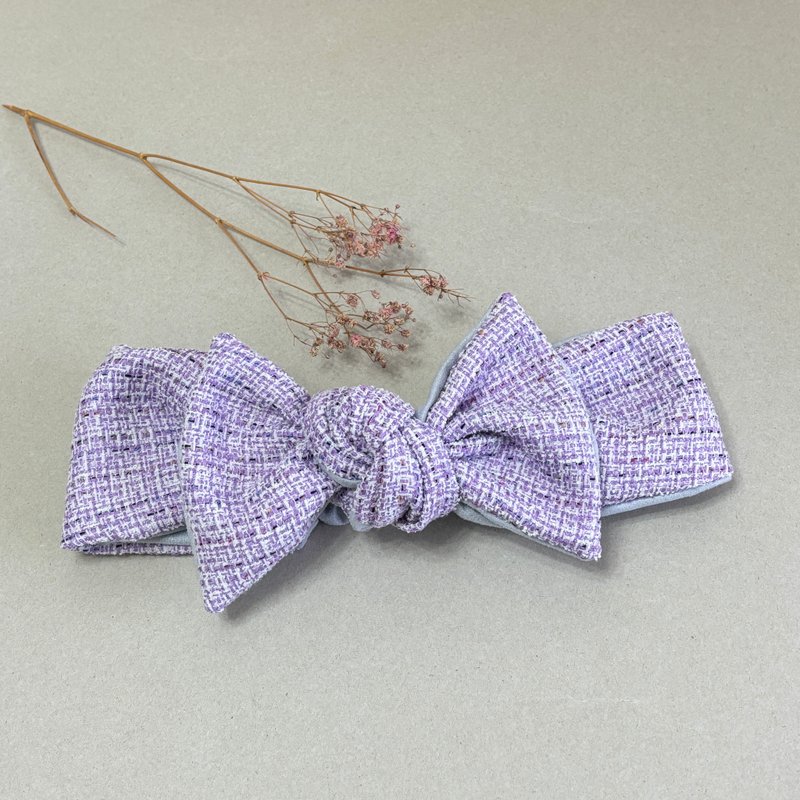 Autumn and winter series | lilac | self-tying bow headband - ที่คาดผม - ผ้าฝ้าย/ผ้าลินิน สีม่วง