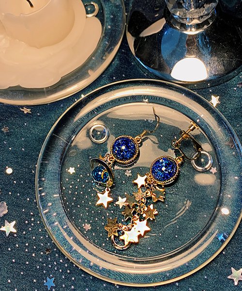 睡前祈禱BEDTIMEPRAYER 問候星星——原創不對稱星空精緻流蘇星串ins百搭少女心耳環耳夾