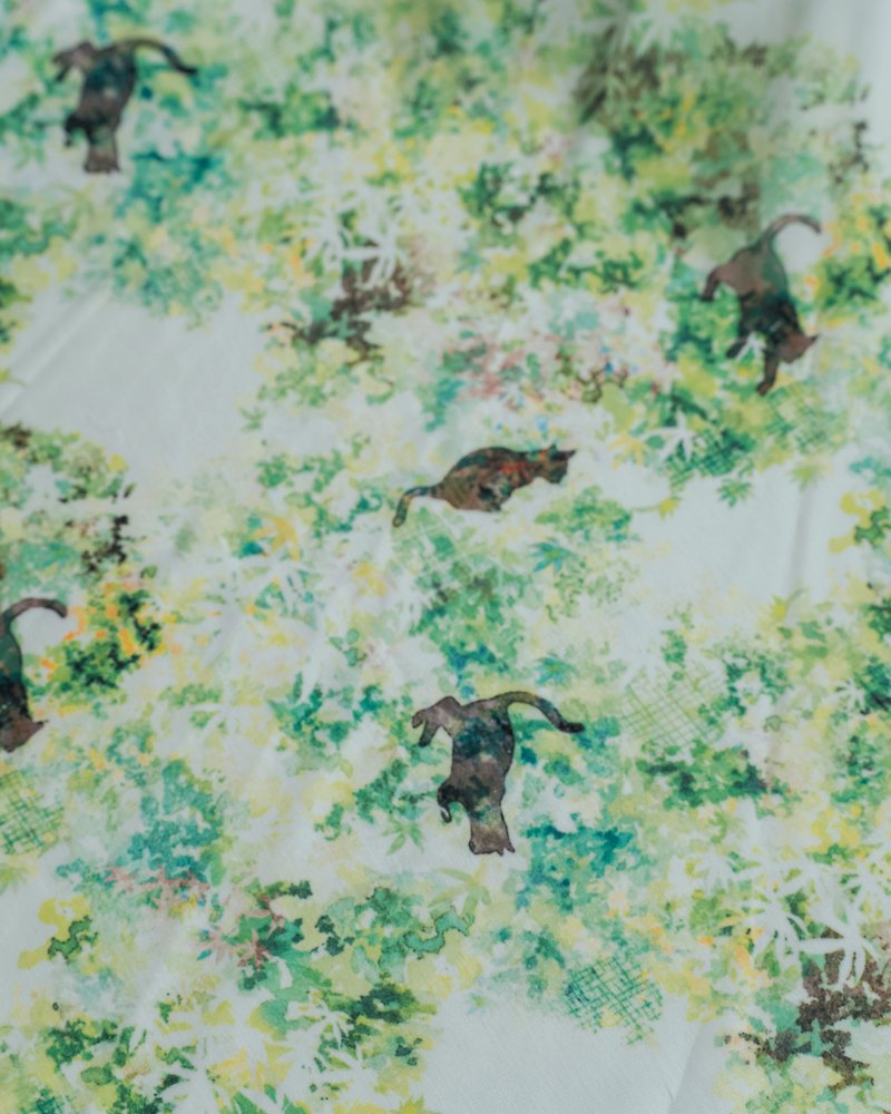 【印花布料】京都嵐山 初夏 波麗紗紗 縫紉手作DIY 材料 - 編織/羊毛氈/布藝 - 聚酯纖維 綠色