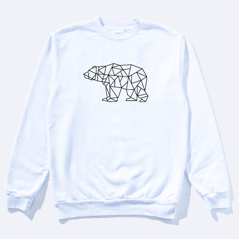 Bear Geometric 中性 大學T 刷毛 中性版 白色 幾何 熊 秋冬 禮物 - T 恤 - 棉．麻 白色