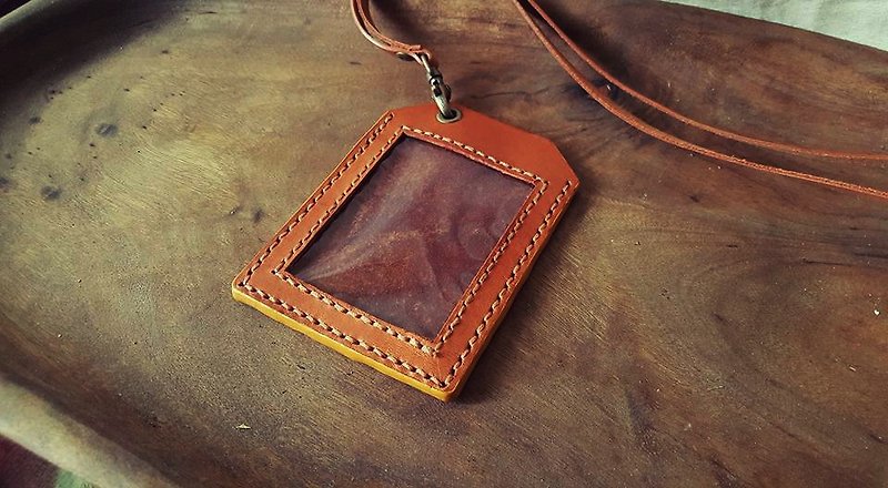 Exclusive custom vintage yellow personalized pure cowhide identification card-lettering on the back (customized lover, birthday gift) - ID & Badge Holders - Genuine Leather Brown