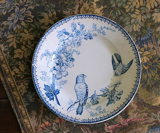 フランス アンティーク　ツバメ　鳥　プレート　平皿 フランス アンティークツバメ鳥プレート平皿