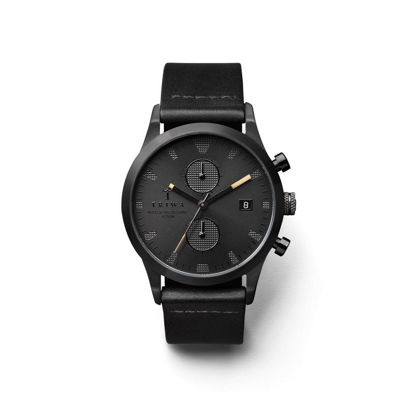 TRIWA 北歐設計 Sort of Black Chrono-黑色有機皮帶男女款腕錶 LCST105-CS010113 - 男錶/中性錶 - 真皮 黑色