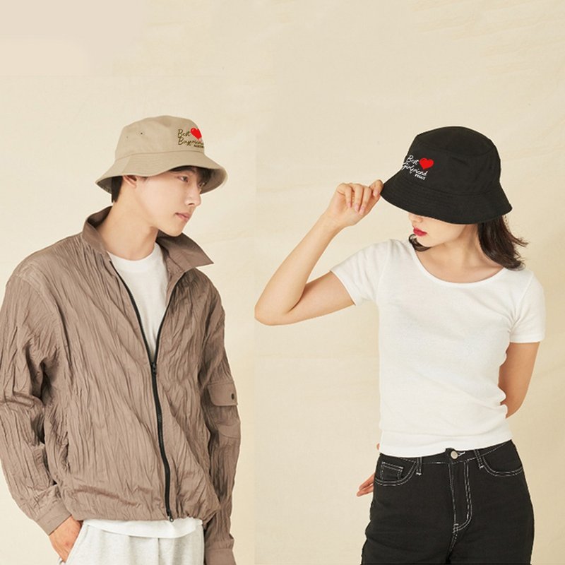 Customized sunhat couple hat gift with printed logo - หมวก - ผ้าฝ้าย/ผ้าลินิน 