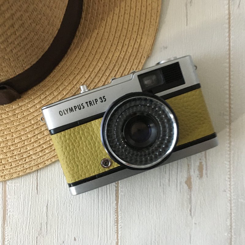 Olympus TRIP 35 Film Camera with canary yellow  leather - Cameras - Other Metals Yellow