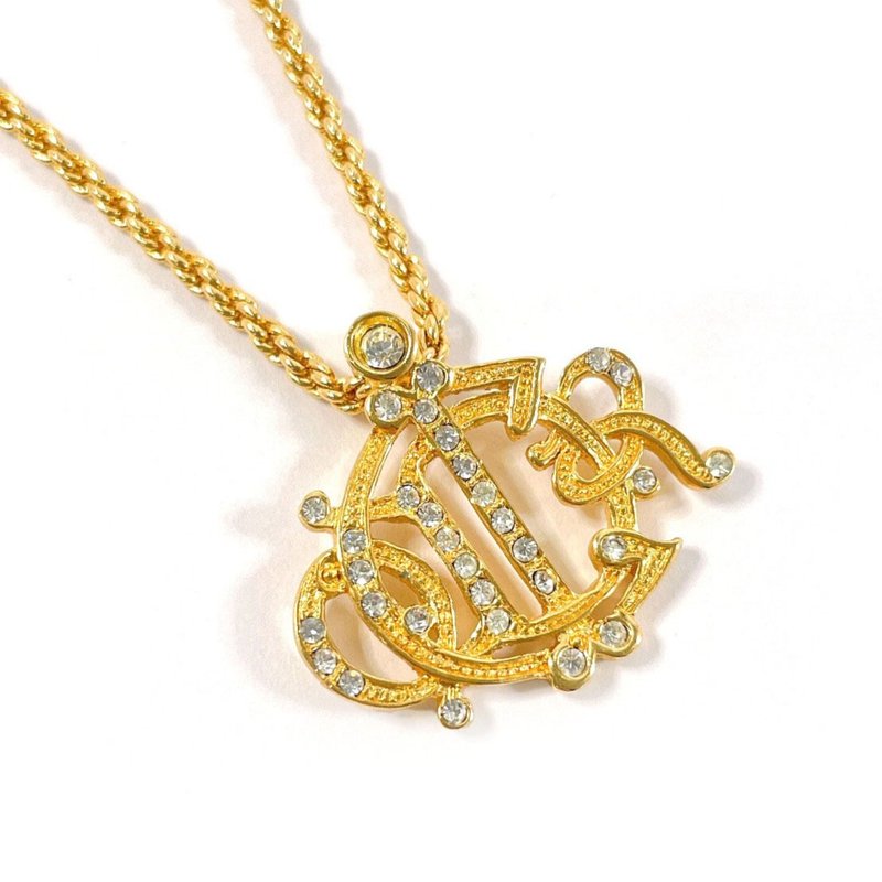 【日本直送 中古美品】クリスチャンディオール Christian Dior ネックレス エンブレムロゴ メタル/ラインストーン ゴールド - 項鍊 - 貴金屬 金色