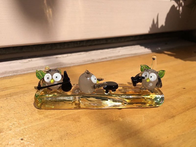 手工玻璃 琉璃 貓頭鷹 樂器 排排坐 - 擺飾/家飾品 - 玻璃 
