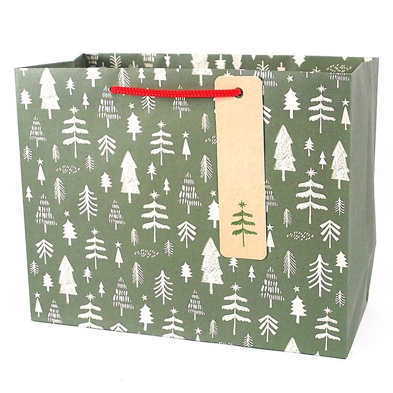 墨綠色多樣聖誕樹 【Hallmark-禮物袋/紙袋 聖誕節系列】 - 包裝材料 - 紙 綠色