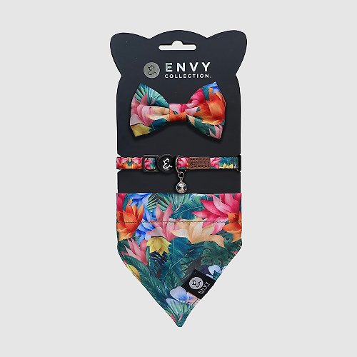 ENVY COLLECTION ENVY COLLECTION 貓頸圈 熱帶天堂鳥三件組 調節式 領結 領巾