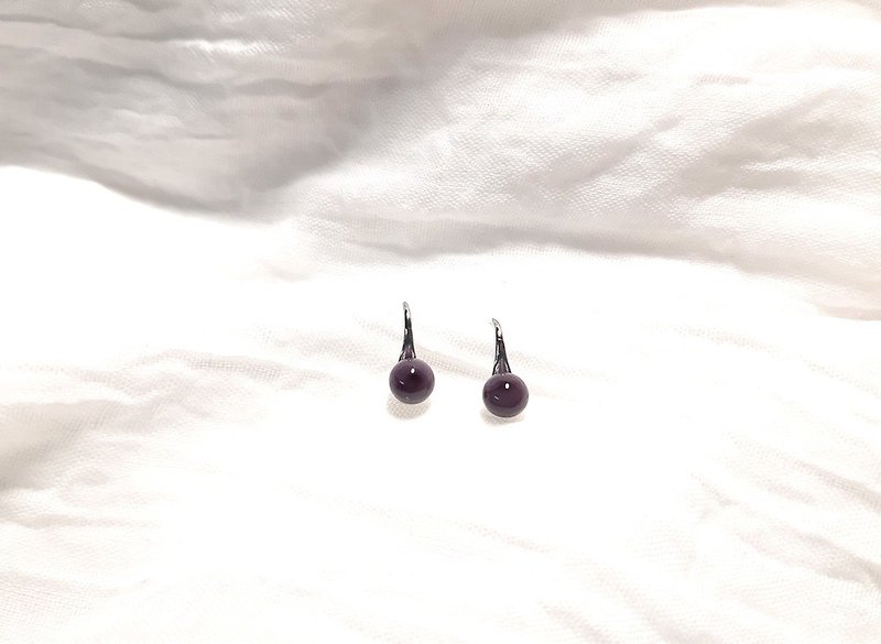 Grapefruit Forest Glass- High Heels- Magic Purple- Glass Earrings/ 925 Sterling Silver - ต่างหู - กระจกลาย สีม่วง