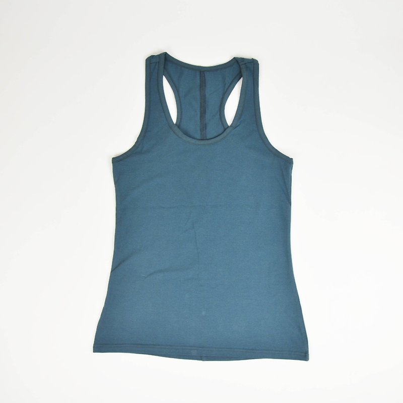 Organic Cotton Sports Sleeveless Top-Fair Trade - ชุดชั้นในผู้หญิง - ผ้าฝ้าย/ผ้าลินิน สีน้ำเงิน