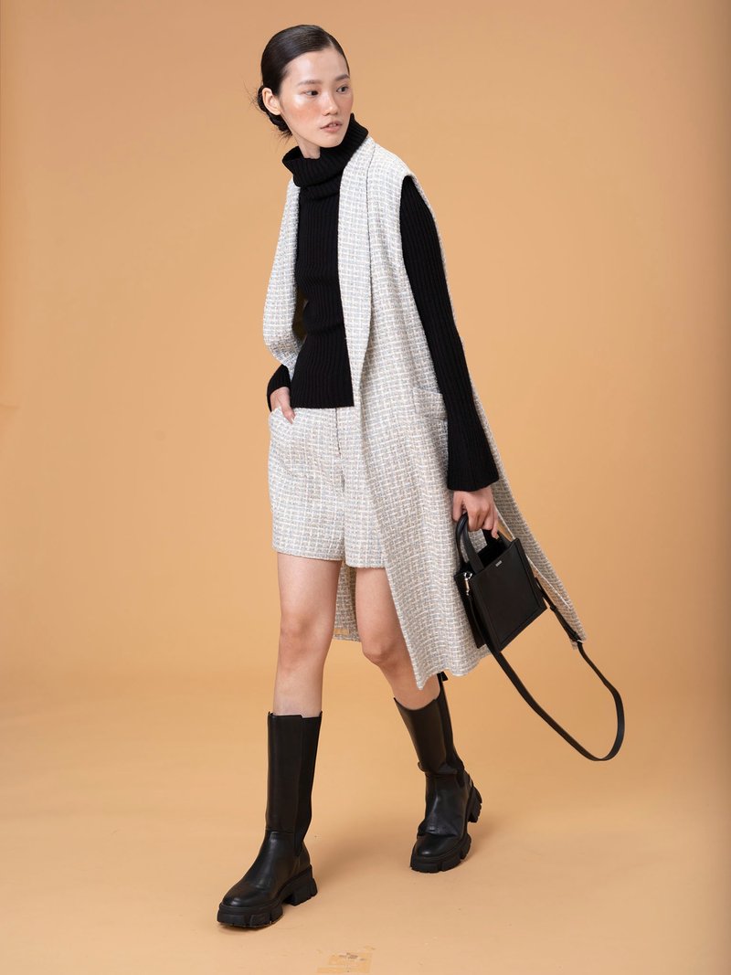 UUIN_Blue rice wool cardigan sleeveless coat - เสื้อกั๊กผู้หญิง - วัสดุอื่นๆ สีเขียว