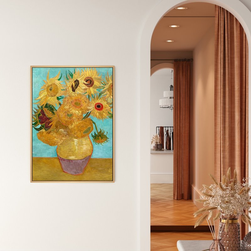 梵谷_十二朵向日葵的花瓶 -  梵谷系列掛畫/大師名作系列/風景掛 - 海報/掛畫/掛布 - 其他材質 橘色