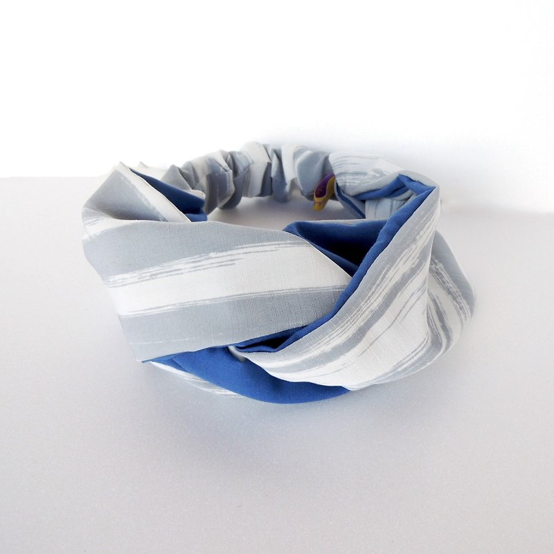 Bicolor Striped Hair Band | Blue - Headbands - Cotton & Hemp Blue