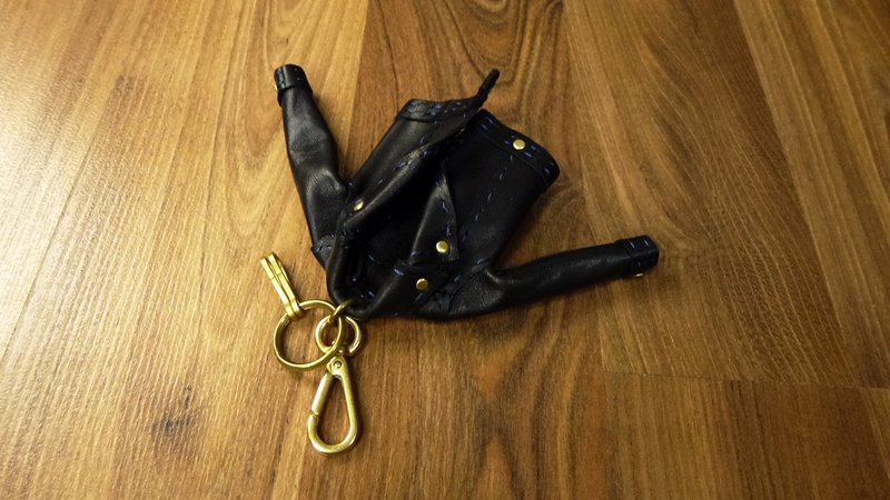 Exclusive special handmade mini leather (black horse leather) - ที่ห้อยกุญแจ - หนังแท้ สีดำ
