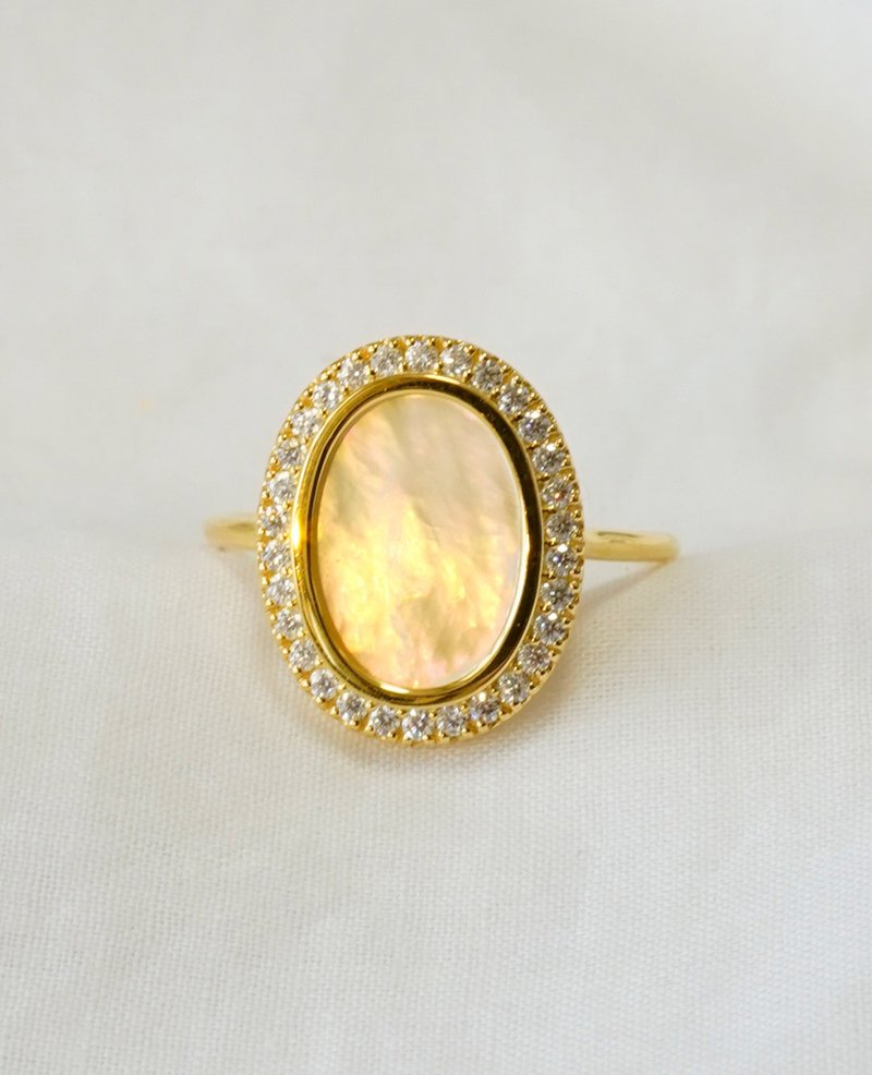 Melee Mother of Pearl Ring - 戒指 - 其他金屬 白色