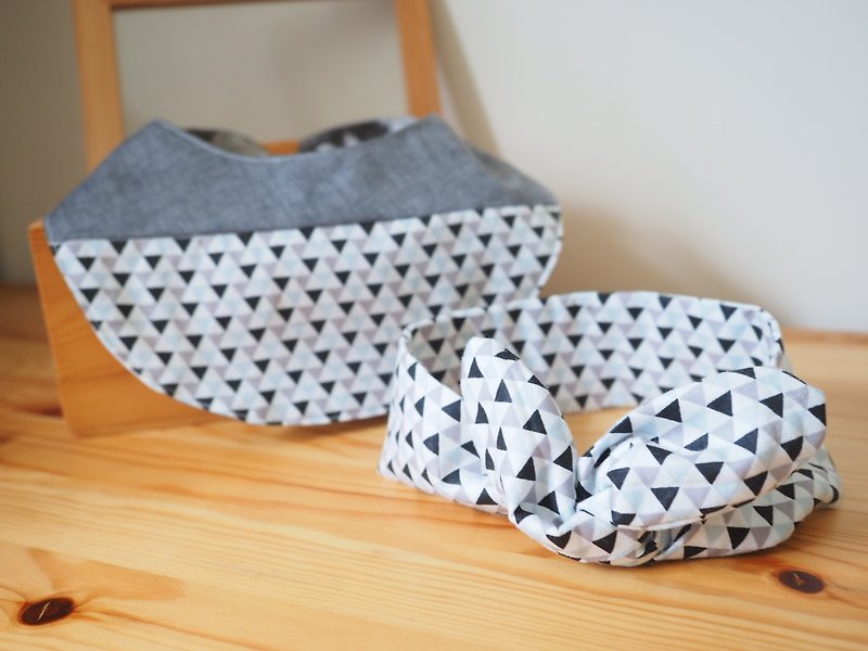 Handmade Baby bib and headband gift set - Baby Gift Sets - Cotton & Hemp Gray