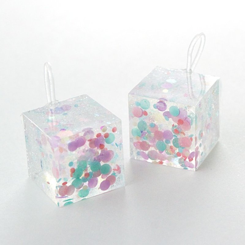Cube hook earrings (First Love) - Earrings & Clip-ons - Other Materials Multicolor