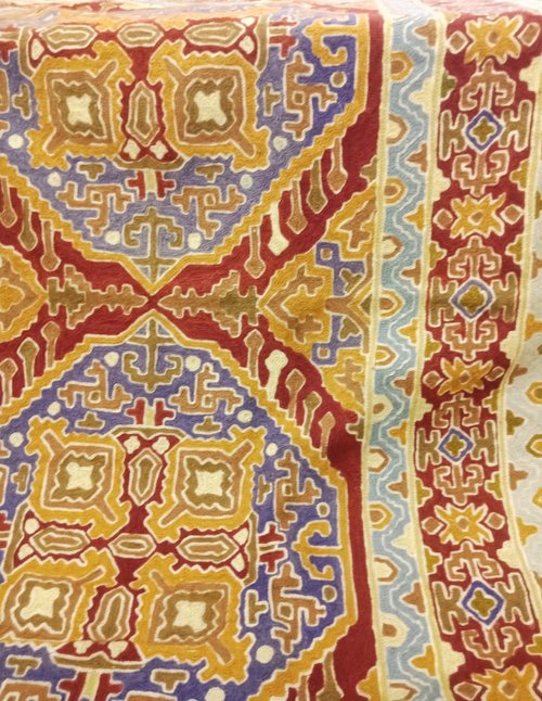 インド カシミール ウールラグ 大きめ インド カシミール ウール