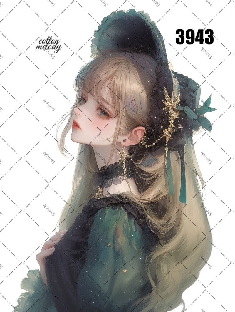 original sticker no.3943 人物ステッカー オリジナルステッカー オリジナル人物ステッカー 装飾ステッカー cotton melody - 貼紙 - 紙 