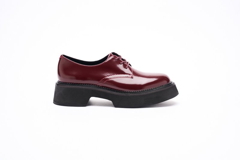 VATIC POLISHED DERBY SHOES BURGUNDY 45mm increased thick sole leather shoes increased leather - Men's Leather Shoes - Genuine Leather Black