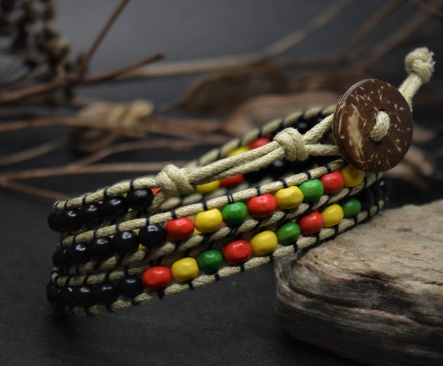 12 BEADED RASTA BRACELETS hippie jewelery new jamaican beads color bracelet 