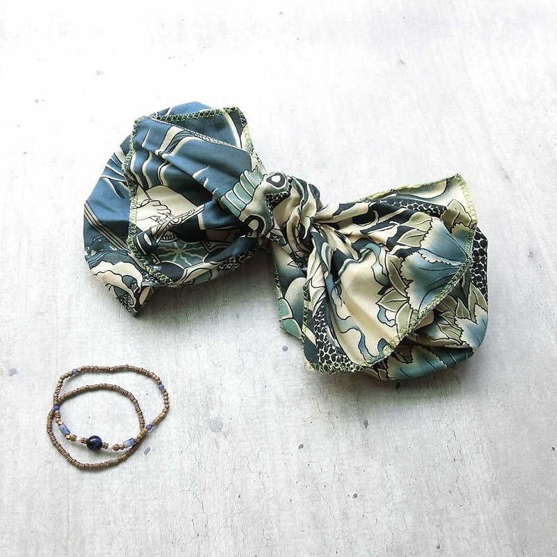 [Shell Art] Giant Butterfly Hair Band (Ukiyo-e Tattoo) - The whole piece can be taken apart! - Headbands - Cotton & Hemp Green