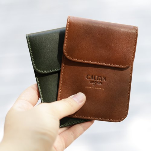 CALTAN DESIGN 【24hr快速出貨】扣式真皮識別證件套-075027 四色 名片夾