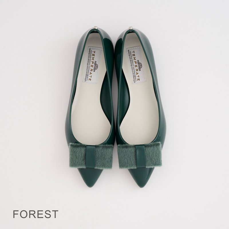 LAURA(FOREST) PVC POINTED TOE FLATS pointed toe pumps - Rain Boots - Waterproof Material Green