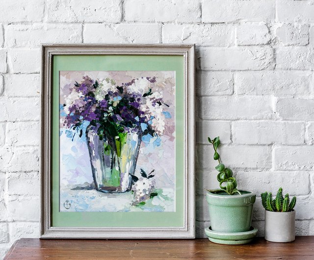 Lilac Painting Flowers Original Artwork Still Life Lilac Painting