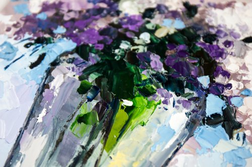 ライラック絵画花束花オリジナルアート花柄静物油絵 - ショップ Nadya