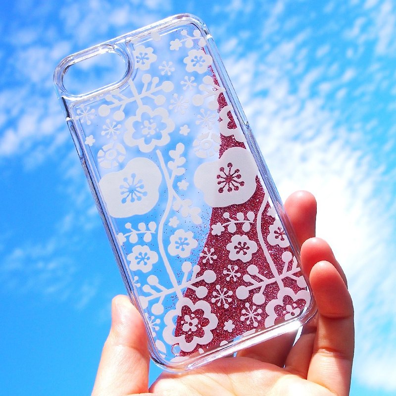 Glitter Clear iPhone case - Floral lace - - Phone Cases - Plastic Transparent
