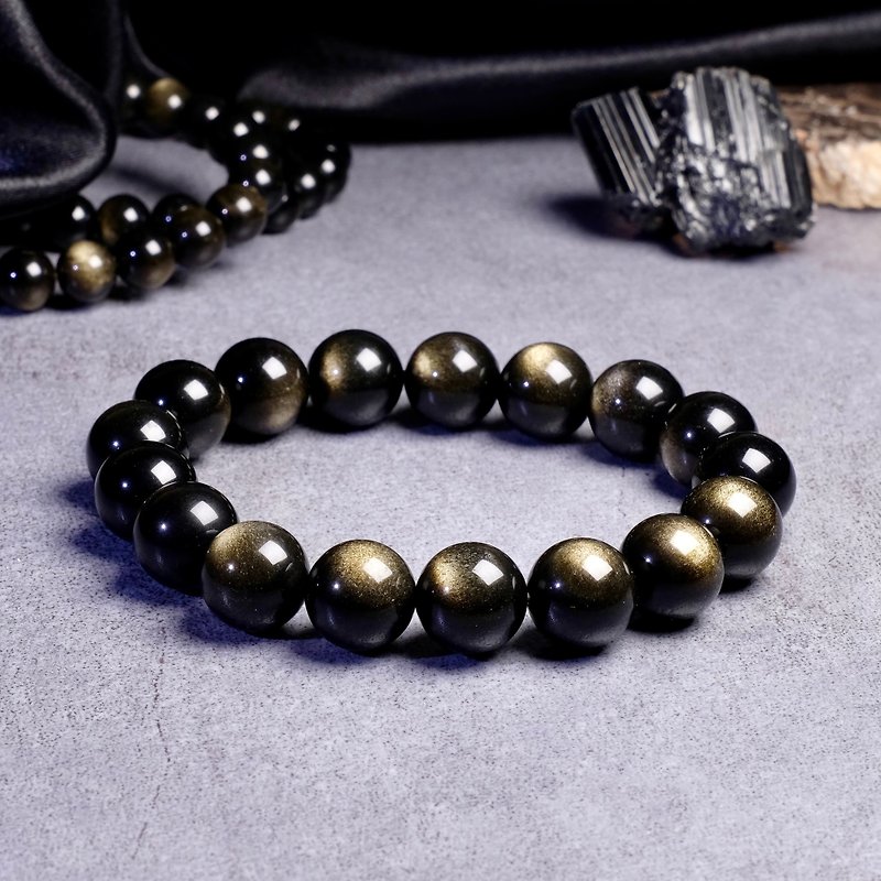 Need for gold Stone bracelet obsidian crystal bracelet to ward off evil spirits, block evil, attract wealth and security sense customization - Bracelets - Crystal 