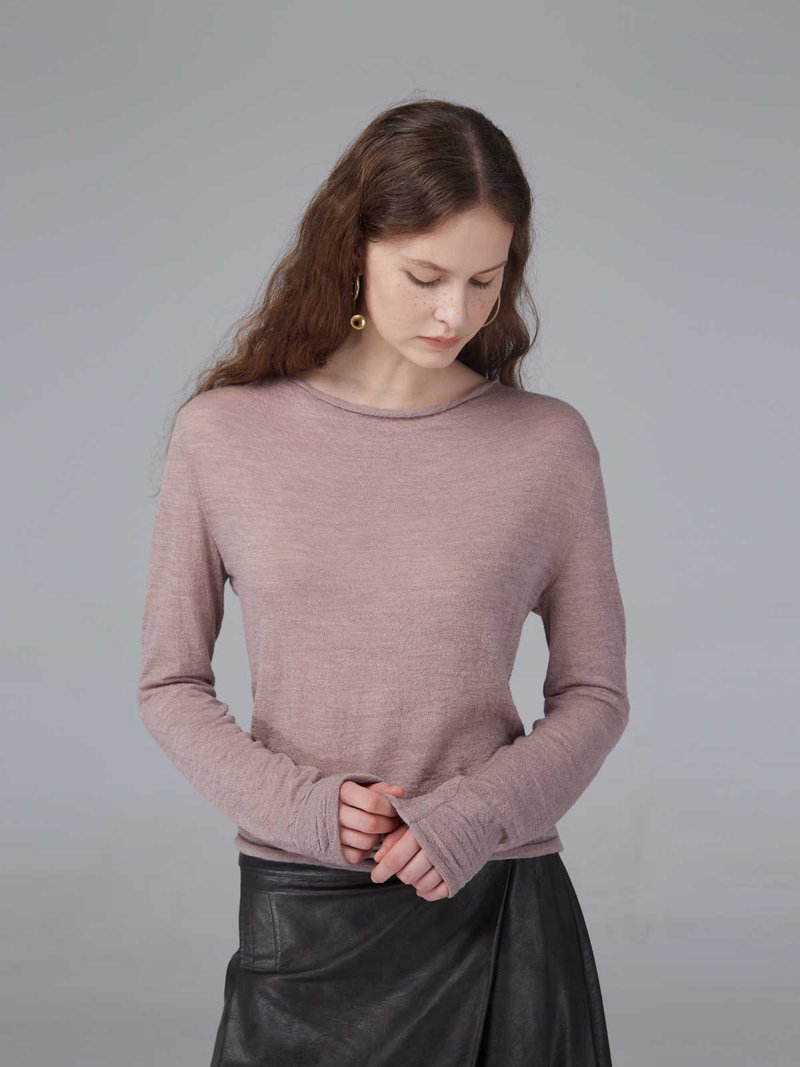 Wool collar inner wear dirty pink - Women's Sweaters - Wool Pink