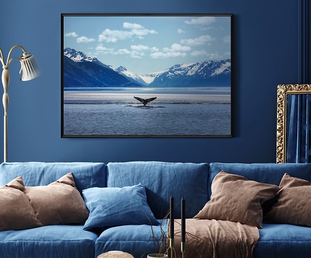 Humpback Whales In Alaska Ocean Interior Design Prints Home Decor Boluo Gallery Posters I - Alaska Home Decor