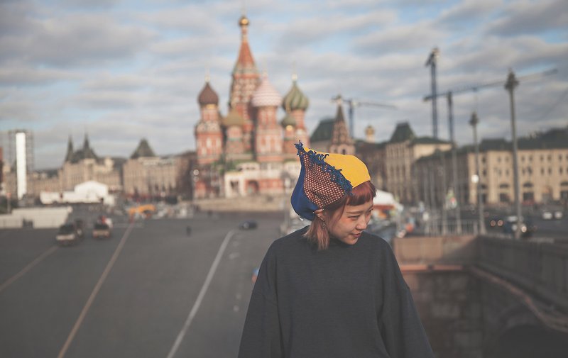 moscow_russian circus beret. limited edition - Hats & Caps - Cotton & Hemp Multicolor