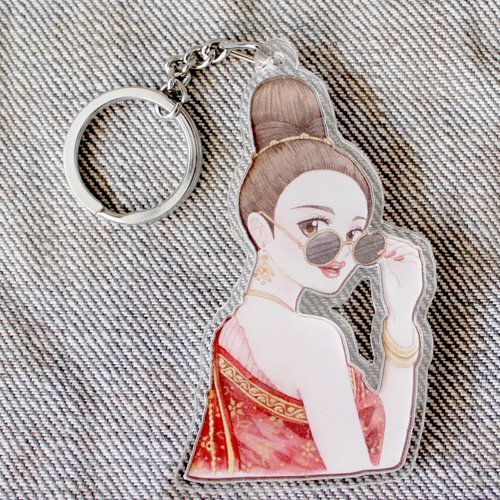 Kai3studio Keychain: Thai girl red