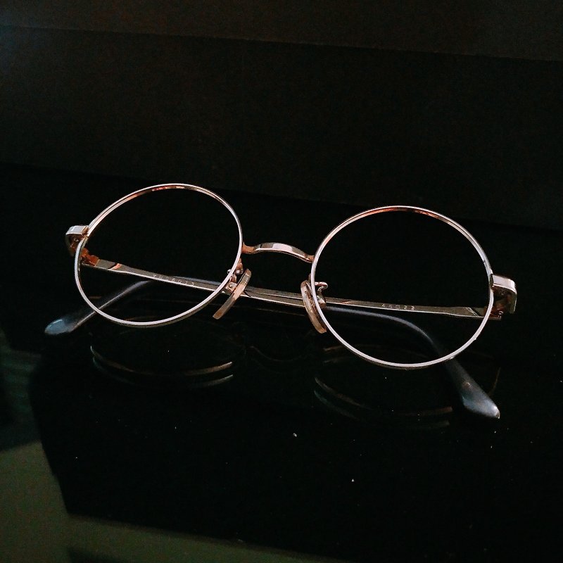 Monroe Optical Shop / Japan 80s Antique Eyeglasses Frame M03 vintage - กรอบแว่นตา - เครื่องประดับ สีทอง