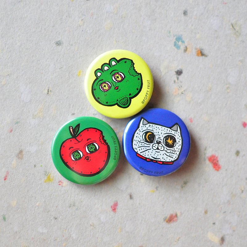 Fruit and cat 3 pieces into the badge - Brooches - Plastic Multicolor