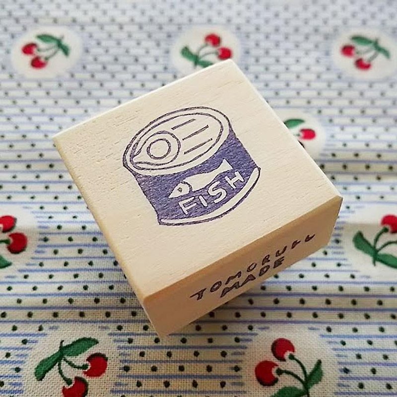 消しゴムはんこ　魚の缶詰 - 印章/印台 - 木頭 藍色