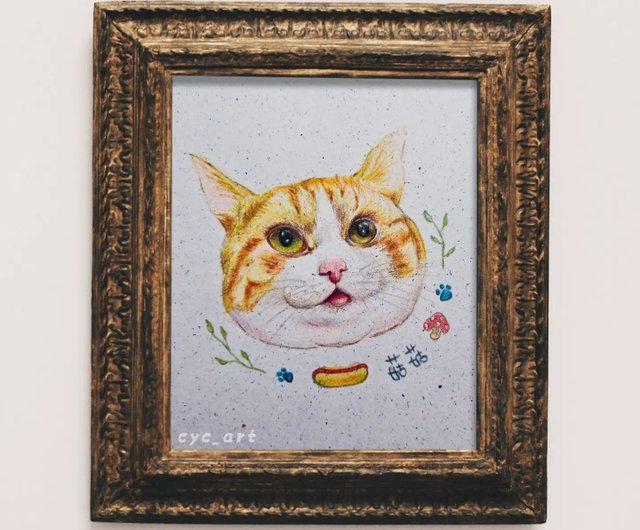 ペットのような絵】油色鉛筆×猫と犬×ペットの頭のポートレート - ショップ Chuan Yuan Art Studio 似顔絵 - Pinkoi