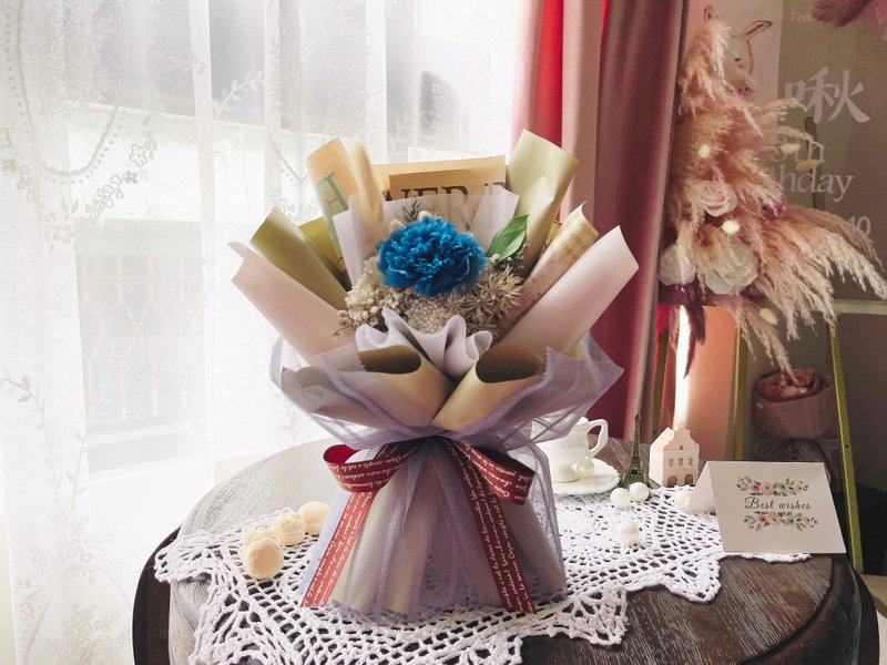 -深海藍-永生康乃馨 可立式蓬蓬裙擺 - 乾燥花/永生花 - 植物．花 藍色