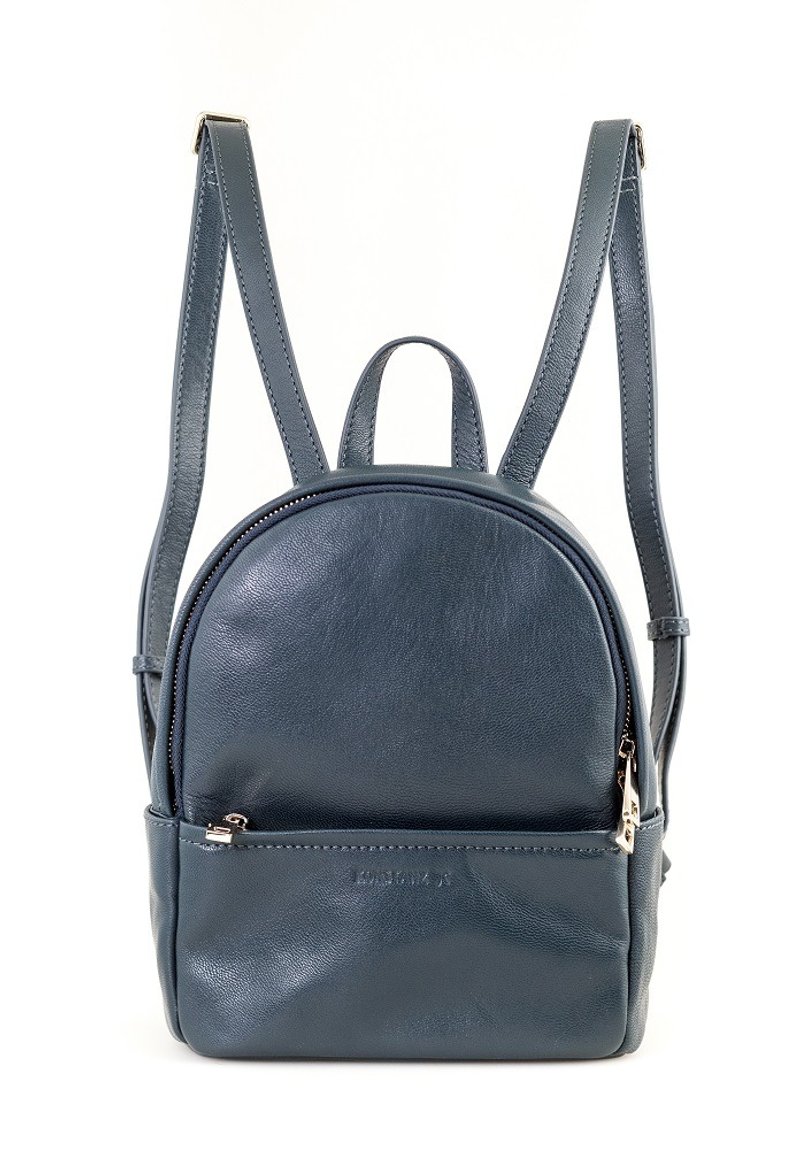 J Collection: Lambskin Backpack_Navy Blue - Backpacks - Genuine Leather Blue