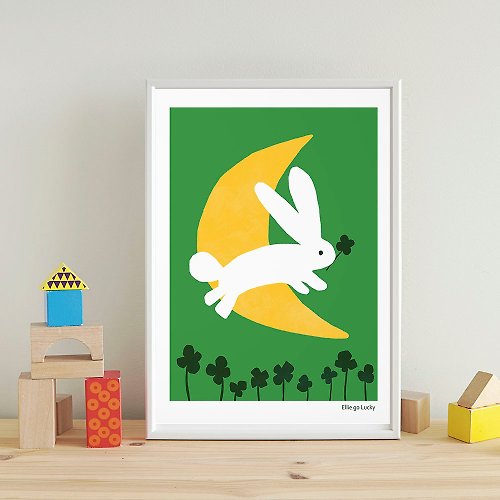 Ellie go lucky Art print/ Rabbit / Illustration poster A3 A2