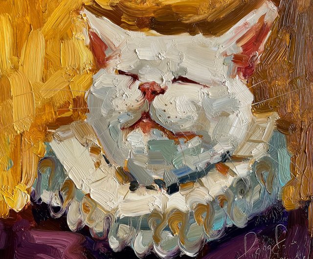 白猫油彩 （白猫と黒猫の兄弟Ⅲ」 by Tアート｜Artmeter｜暮らし