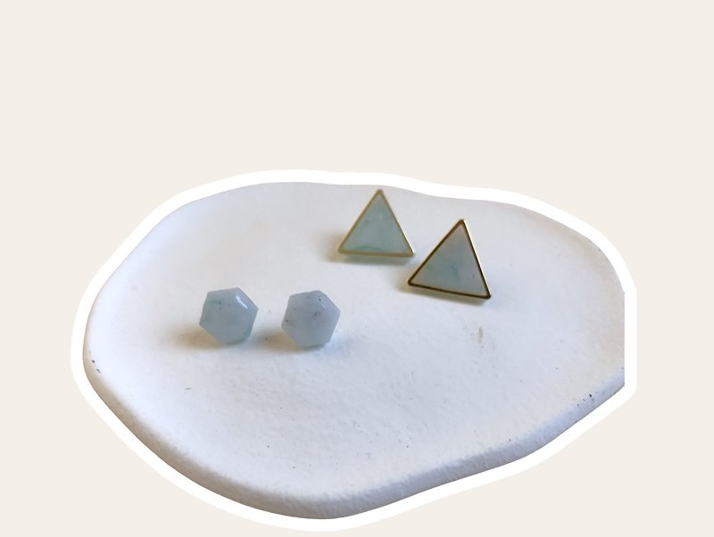 Handmade soft clay earrings, Gemstone-like earrings, ear pins, and ear hooks that can be changed into clips - ต่างหู - ดินเผา 